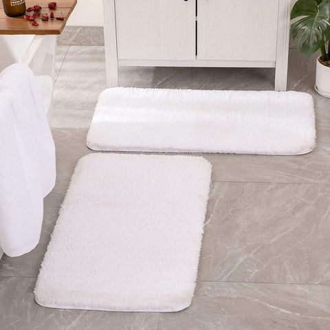 MIULEE Non Slip Shaggy Bathroom Rugs Extra Thick Soft Bath Mats Plush Microfiber Absorbent Water for Tub Shower 2 Pack