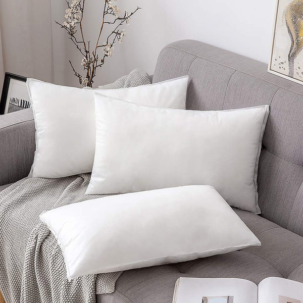 Down Feather Throw Pillow Inserts 20x20 Set of 2 Square Form Sham Stuffer  Premium Hypoallergenic Cotton Lumbar White Decorative Sofa Cushion Couch