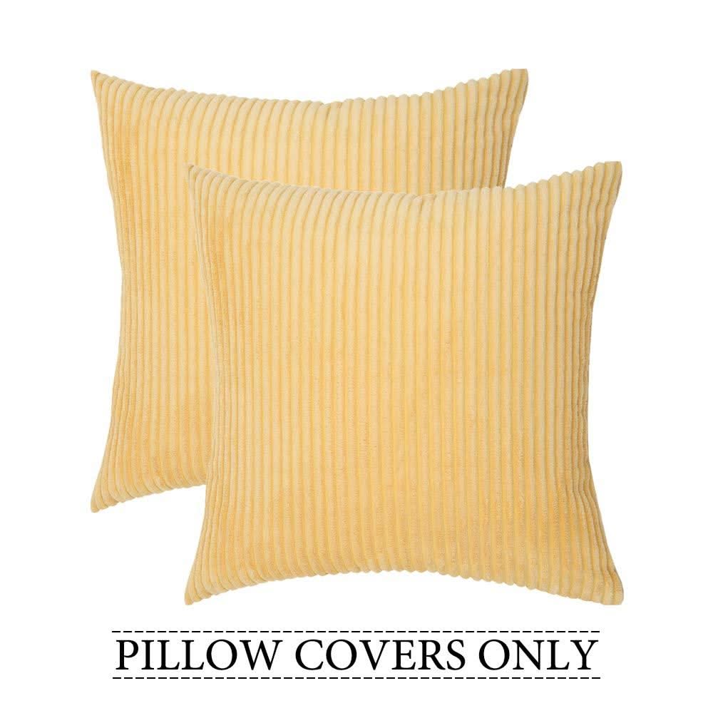 MIULEE Bright Yellow Throw Pillow Covers Corduroy Soft Soild Decorative Square Cushion Covers 2 Pack miuleehome