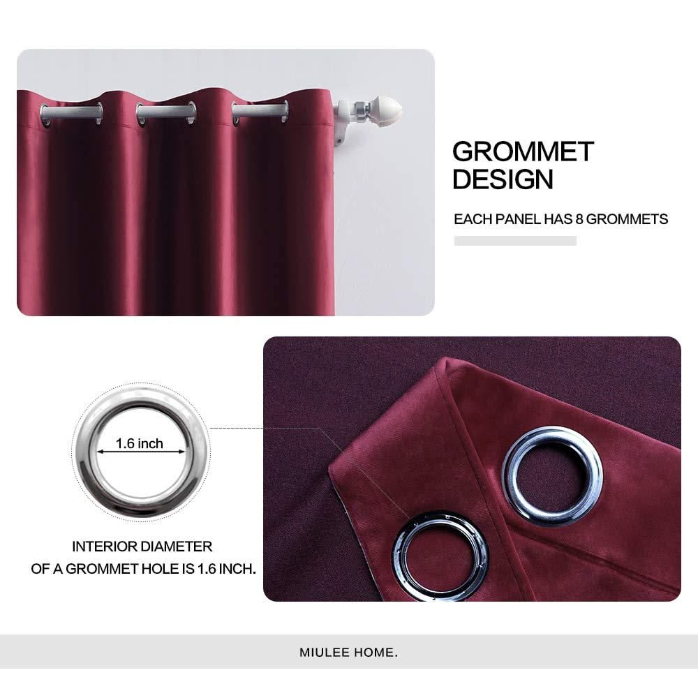 MIULEE Blackout Velvet Curtains Solid Soft Grommet Thermal Room Darkening Curtains Drapes 2 Panels.