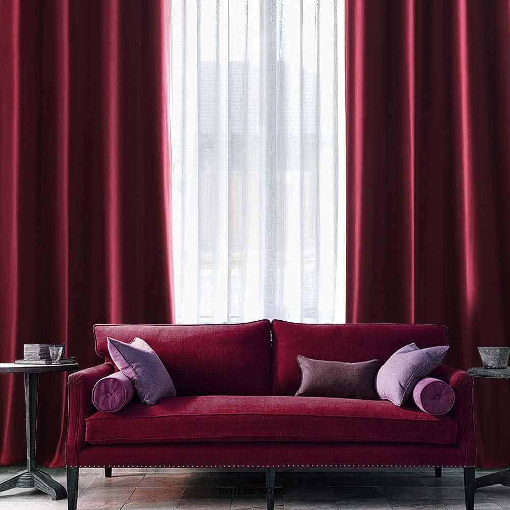 MIULEE Blackout Velvet Curtains Solid Soft Grommet Thermal Room Darkening Curtains Drapes 2 Panels.