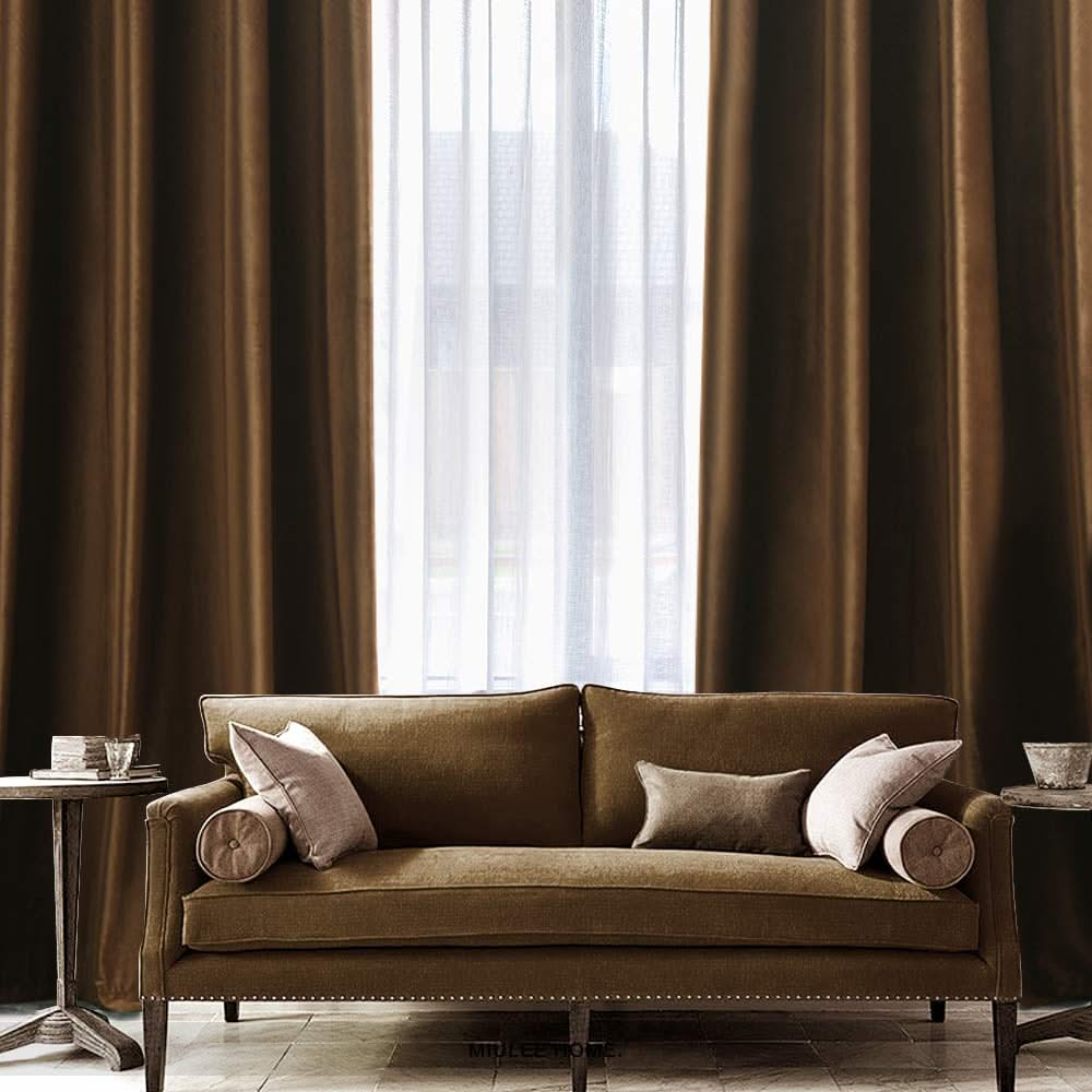 MIULEE Coffee Blackout Velvet Curtains Solid Soft Grommet Thermal Room Darkening Curtains Drapes 2 Panels.