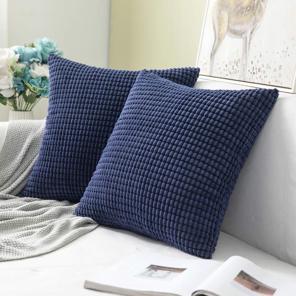 MIULEE Decorative Throw Pillow Covers Soft Corduroy Solid Cushion Case 2 Pack