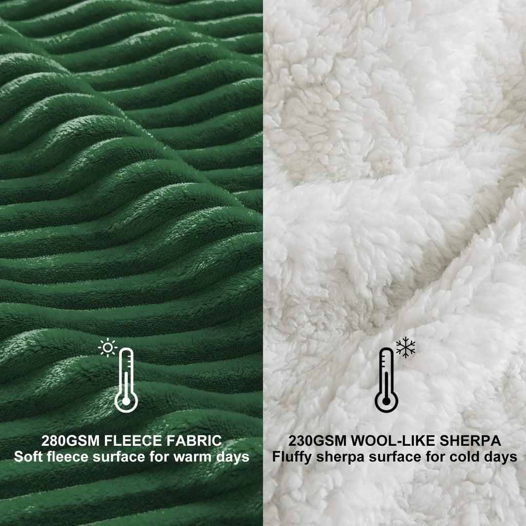 MIULEE Sherpa Blanket - 50 X 60 Inch Fleece Blankets and Throws -  Lightweight Warm Soft Stripe Flannel Blanket Perfect for Bed 1 Pack