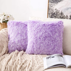 Purple faux hot sale fur pillows