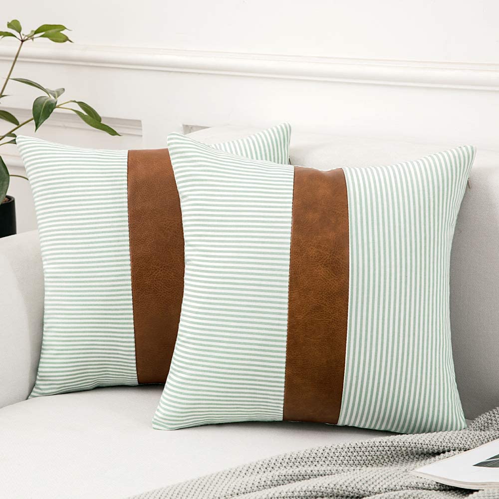 Faux leather throw pillow cover best sale