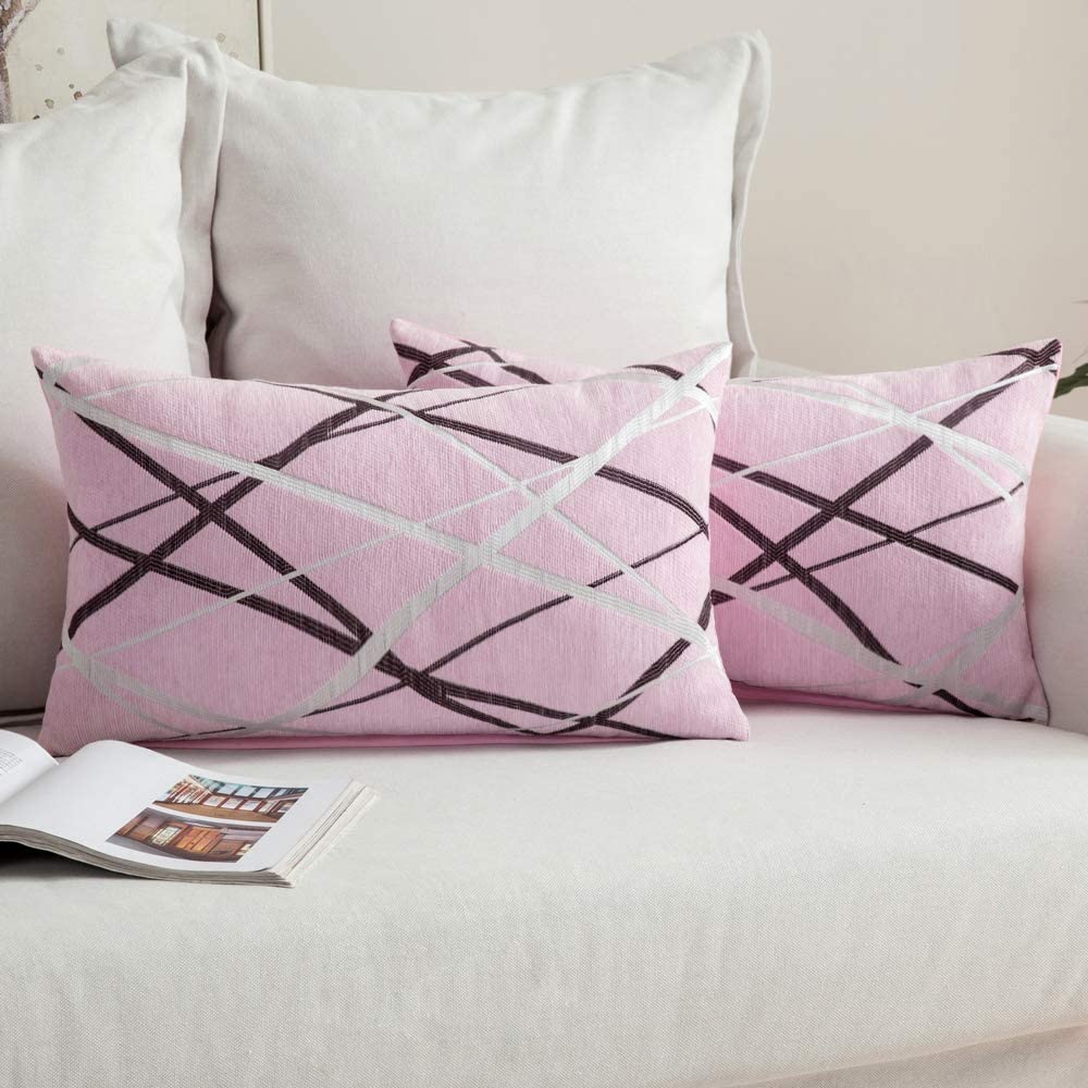 96LV_Low Volume Pink Square Throw Pillow Cover