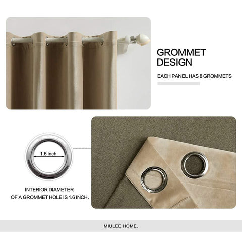 MIULEE Taupe Blackout Velvet Curtains Solid Soft Grommet Thermal Room Darkening Curtains Drapes 2 Panels.