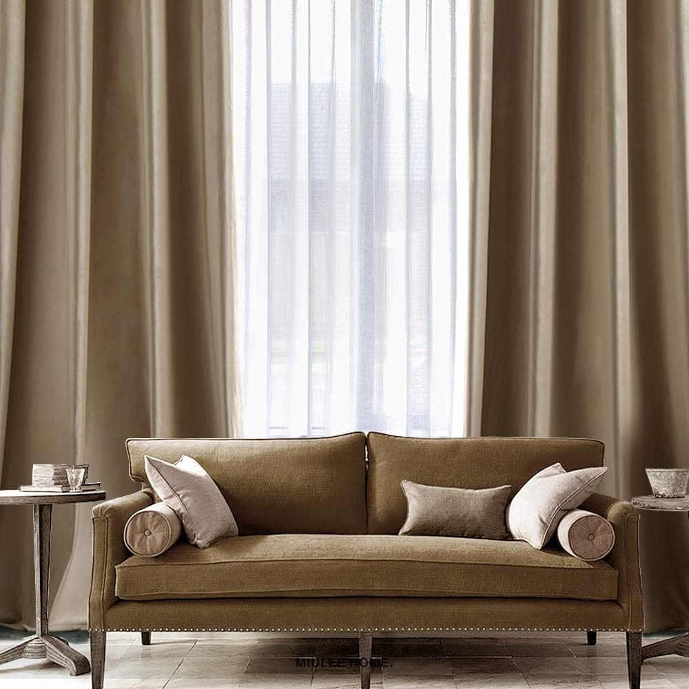 MIULEE Taupe Blackout Velvet Curtains Solid Soft Grommet Thermal Room Darkening Curtains Drapes 2 Panels.