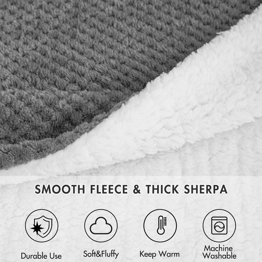 MIULEE Sherpa Blanket - 50 X 60 Inch Fleece Blankets and Throws -  Lightweight Warm Soft Stripe Flannel Blanket Perfect for Bed 1 Pack