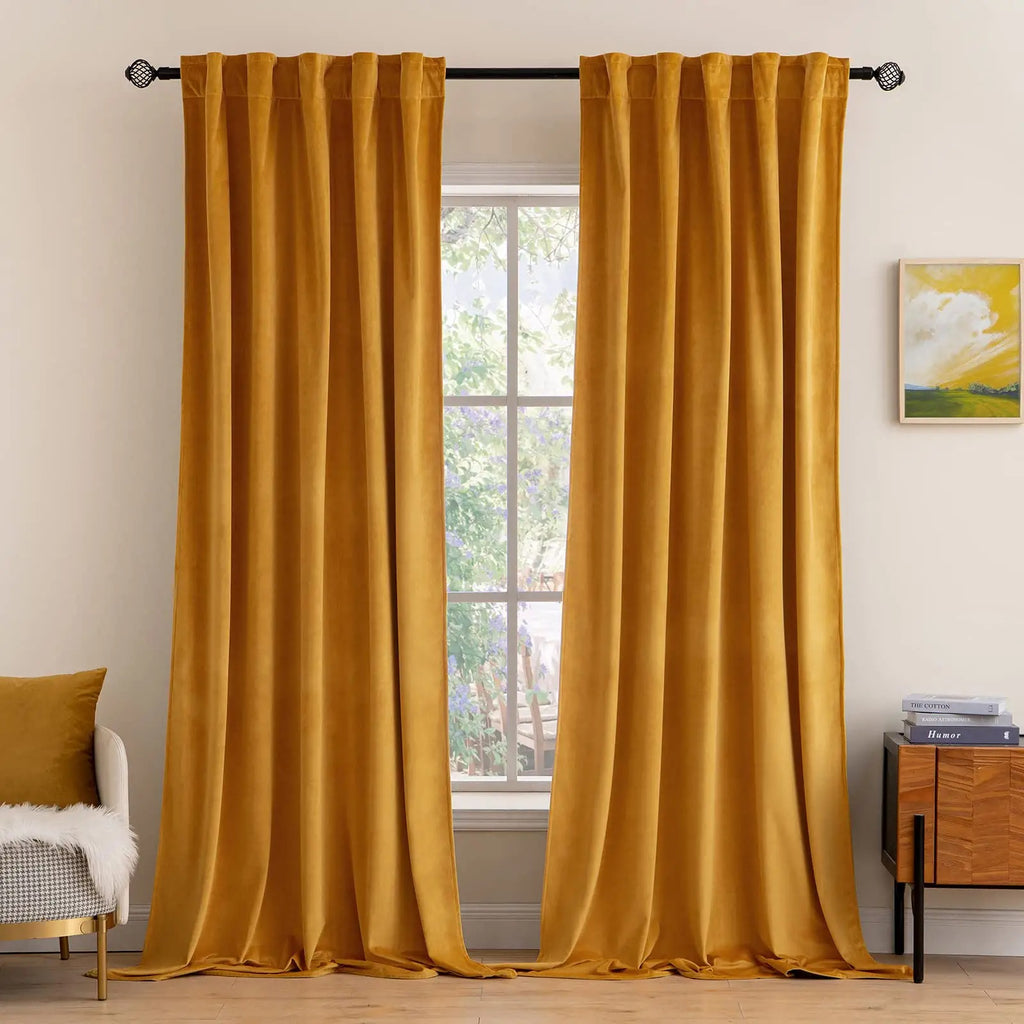 MIULEE Velvet Curtains Luxury Blackout Curtains for Bedroom Living Room Thermal Insulated Fall Decor Super Soft Rod Pocket & Back Tab 2 Panels