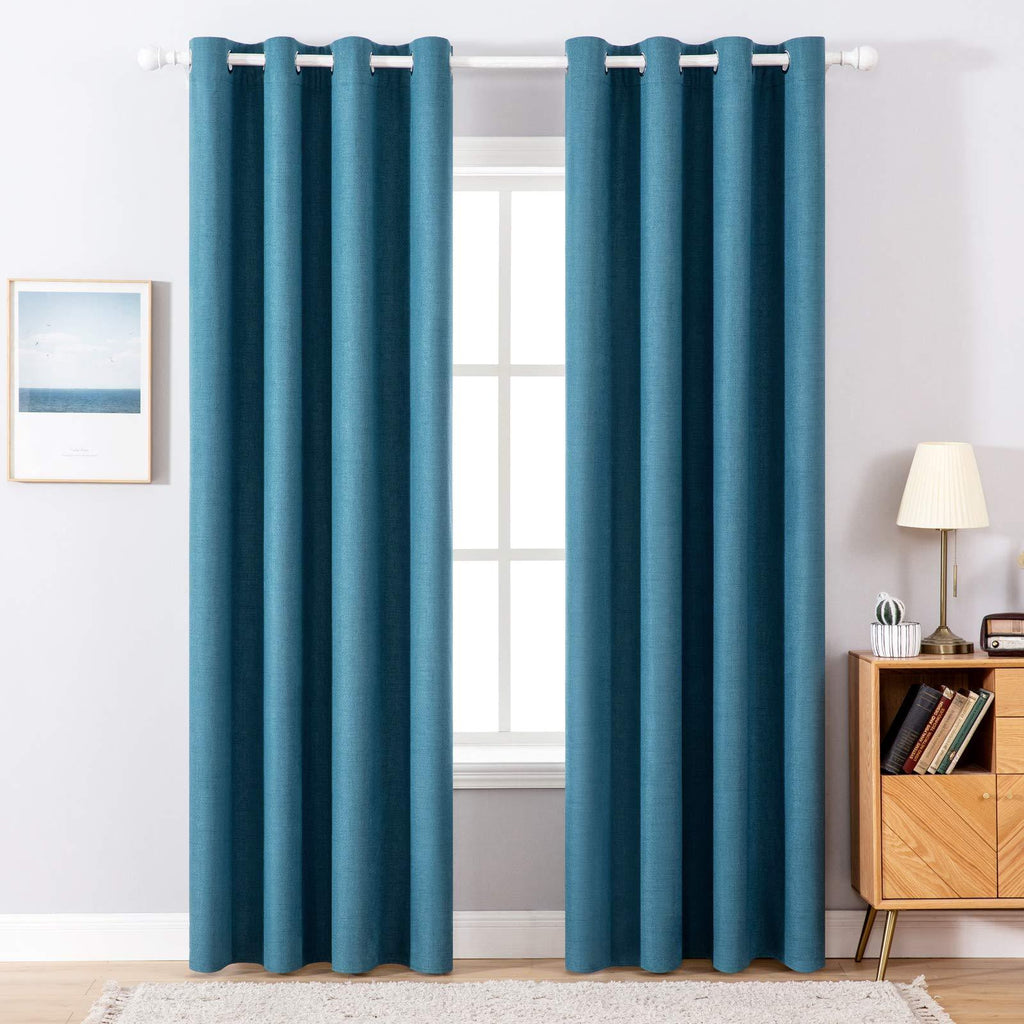 MIULEE Navy Blue 100% Blackout Thermal Insulated Curtains Grommet Darkening Curtains Draperies 2 Panels.