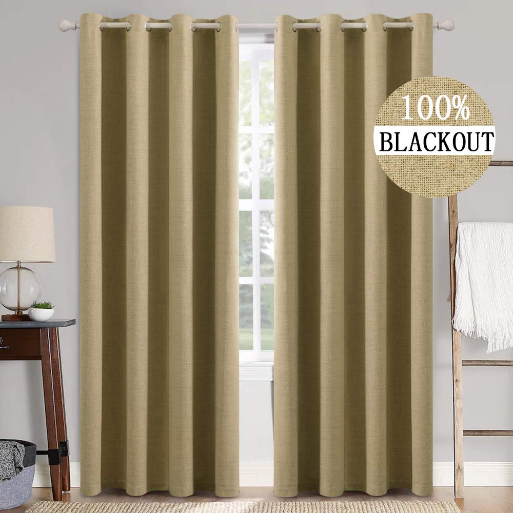 MIULEE 100% Blackout Thermal Insulated Curtains Grommet Darkening Curtains Draperies 2 Panels.