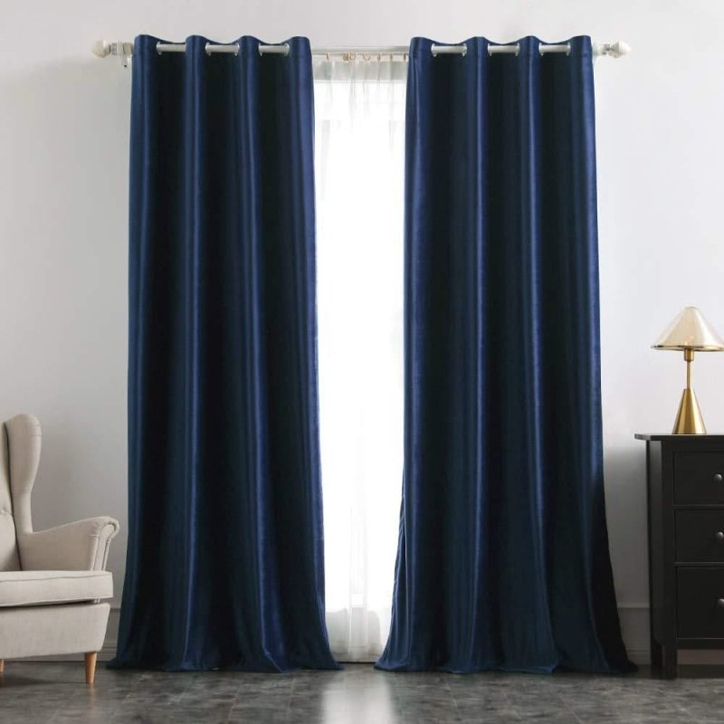 MIULEE Blackout Velvet Curtains Solid Soft Grommet Thermal Room Darkening Curtains Drapes 2 Panels - Miulee