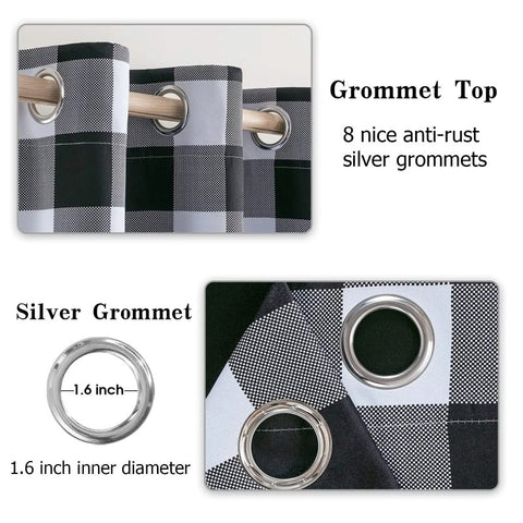 MIULEE Buffalo Plaid Curtains for Farmhouse Bedroom, Blackout Window Drapes with Grommets 2 Panels - Miulee
