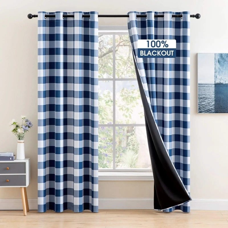 MIULEE Buffalo Plaid Curtains for Farmhouse Bedroom, Blackout Window Drapes with Grommets 2 Panels - Miulee