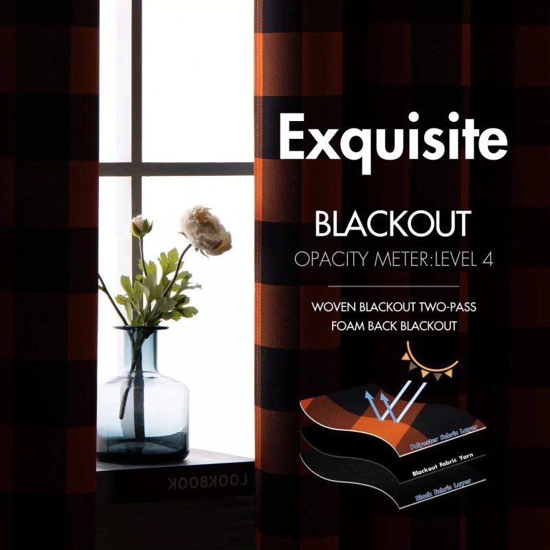 MIULEE Buffalo Plaid Curtains for Farmhouse Bedroom, Blackout Window Drapes with Grommets 2 Panels - Miulee