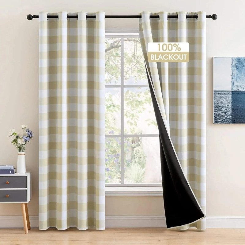 MIULEE Buffalo Plaid Curtains for Farmhouse Bedroom, Blackout Window Drapes with Grommets 2 Panels - Miulee