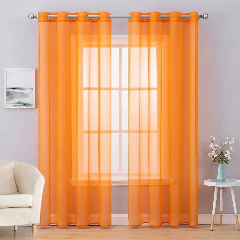 MIULEE Christmas Solid Sheer Curtains Elegant Grommet Window Voile Panels Drapes Treatment 2 Panels - Miulee