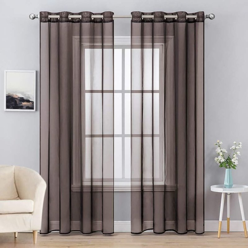 MIULEE Christmas Solid Sheer Curtains Elegant Grommet Window Voile Panels Drapes Treatment 2 Panels - Miulee