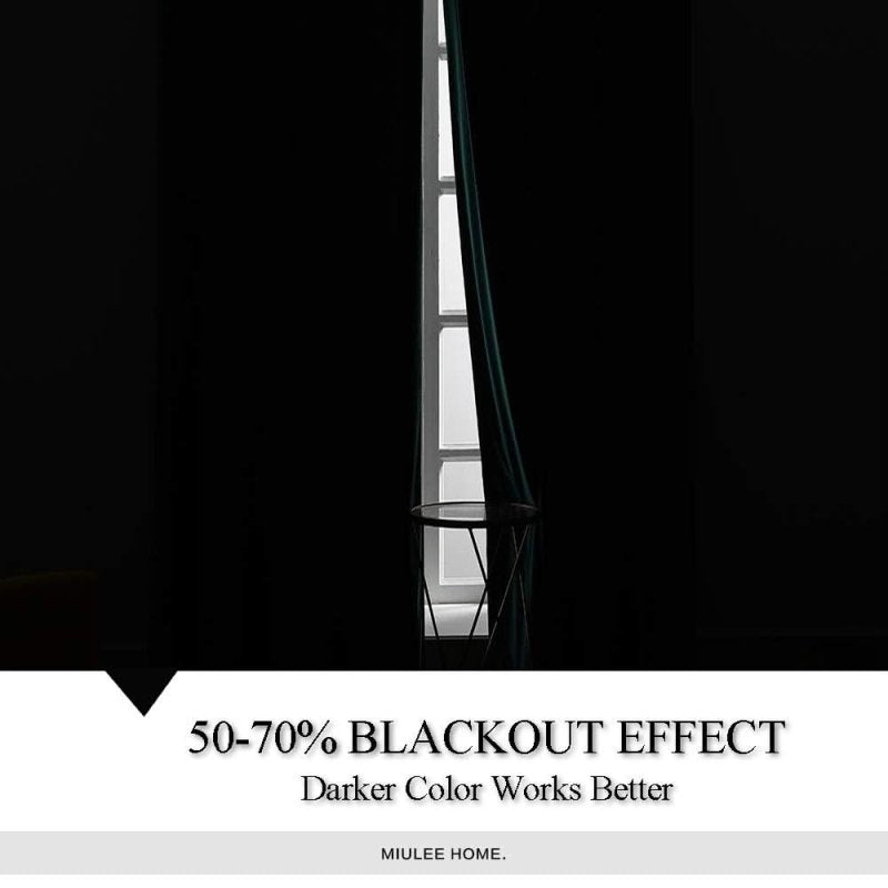 MIULEE Coffee Blackout Velvet Curtains Solid Soft Grommet Thermal Room Darkening Curtains Drapes 2 Panels - Miulee