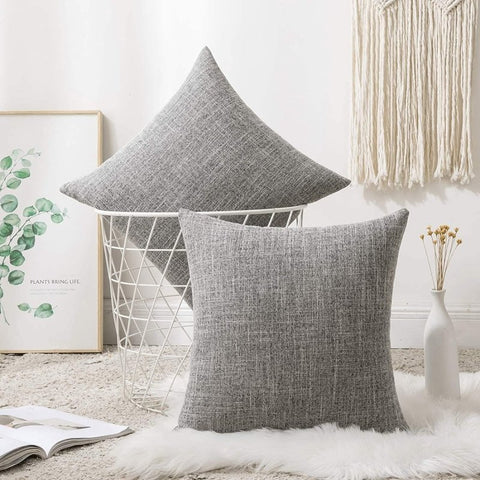 Miulee Decorative Throw Pillow Covers Linen Burlap Square Solid Farmhouse Modern Concise Throw Cushion Case Pillowcase 2 Pack - Miulee