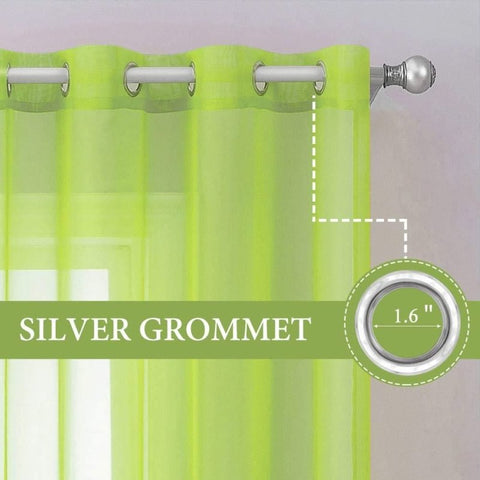 MIULEE Green Solid Sheer Curtains Elegant Grommet Window Voile Panels Drapes Treatment 2 Panels - Miulee