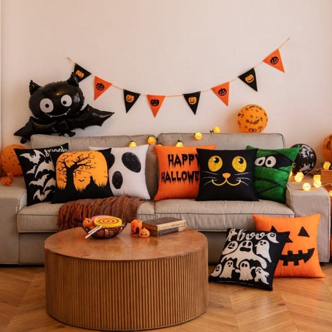 MIULEE Halloween Decor Pillow Covers Fall Decorative Pillows Farmhouse Throw Pillow Cases Pillowcases Ghost Spooky Vibe for Sofa 4 Pack - Miulee