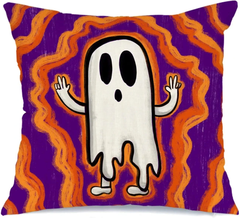 MIULEE Halloween Decor Pillow Covers Fall Decorative Pillows Orange Purple Throw Pillow Cases Farmhouse Pillowcases Pumpkin Lanterns Ghost Skeleton for Sofa 4 Pack - Miulee