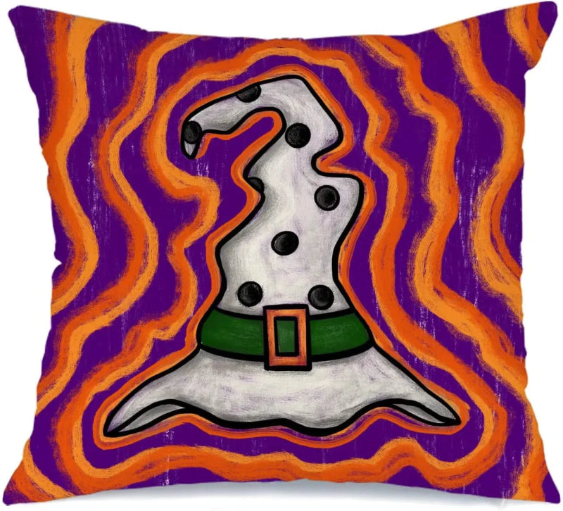 MIULEE Halloween Decor Pillow Covers Fall Decorative Pillows Orange Purple Throw Pillow Cases Farmhouse Pillowcases Pumpkin Lanterns Ghost Skeleton for Sofa 4 Pack - Miulee