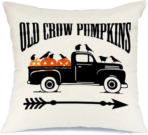 MIULEE Halloween Decor Pillow Covers Fall Decorative Throw Pillow Cases Farmhouse Linen Pillowcases Black Trick or Treat Pumpkin Bat Truck for Sofa 4 Pack - Miulee