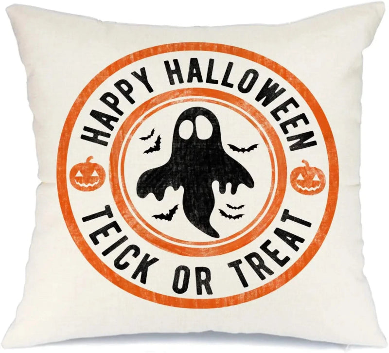 MIULEE Halloween Decor Pillow Covers Fall Decorative Throw Pillow Cases Farmhouse Linen Pillowcases Black Trick or Treat Pumpkin Bat Truck for Sofa 4 Pack - Miulee