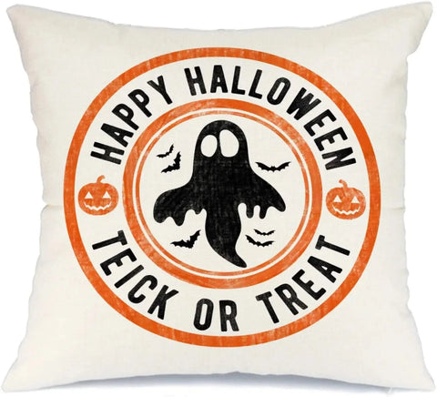 MIULEE Halloween Decor Pillow Covers Fall Decorative Throw Pillow Cases Farmhouse Linen Pillowcases Black Trick or Treat Pumpkin Bat Truck for Sofa 4 Pack - Miulee