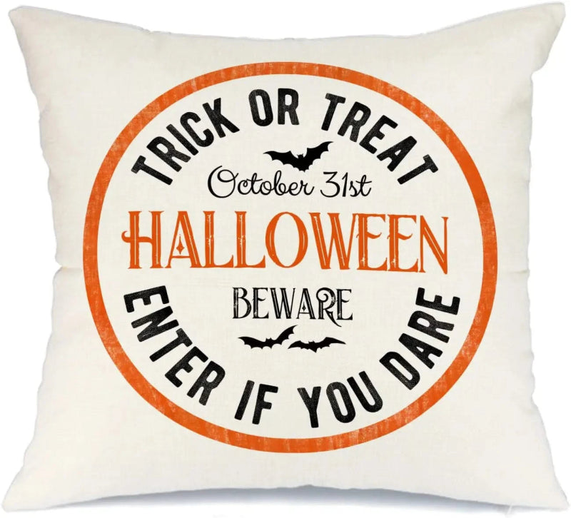 MIULEE Halloween Decor Pillow Covers Fall Decorative Throw Pillow Cases Farmhouse Linen Pillowcases Black Trick or Treat Pumpkin Bat Truck for Sofa 4 Pack - Miulee