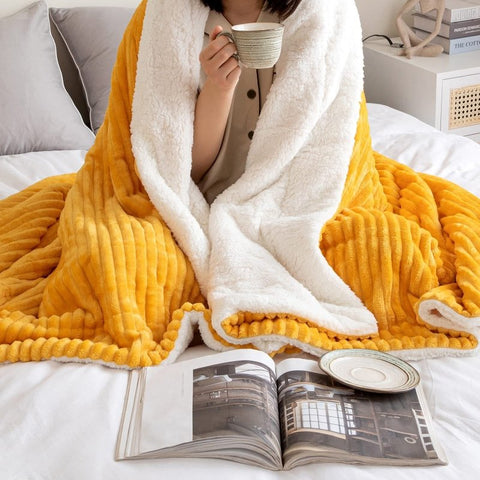 MIULEE Sherpa Blanket - 50 X 60 Inch Fleece Blankets and Throws - Lightweight Warm Soft Stripe Flannel Blanket Perfect for Bed 1 Pack - Miulee