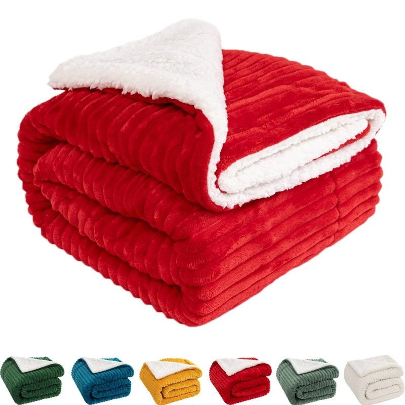 MIULEE Sherpa Blanket - 50 X 60 Inch Fleece Blankets and Throws - Lightweight Warm Soft Stripe Flannel Blanket Perfect for Bed 1 Pack - Miulee