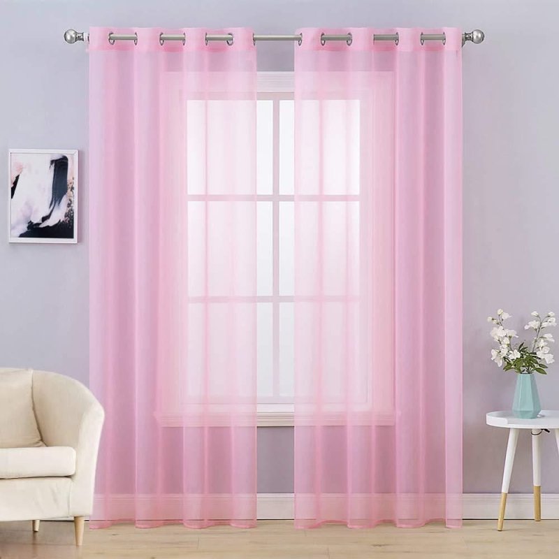MIULEE Solid Sheer Curtains Elegant Grommet Window Voile Panels Drapes Treatment 2 Panels - Miulee