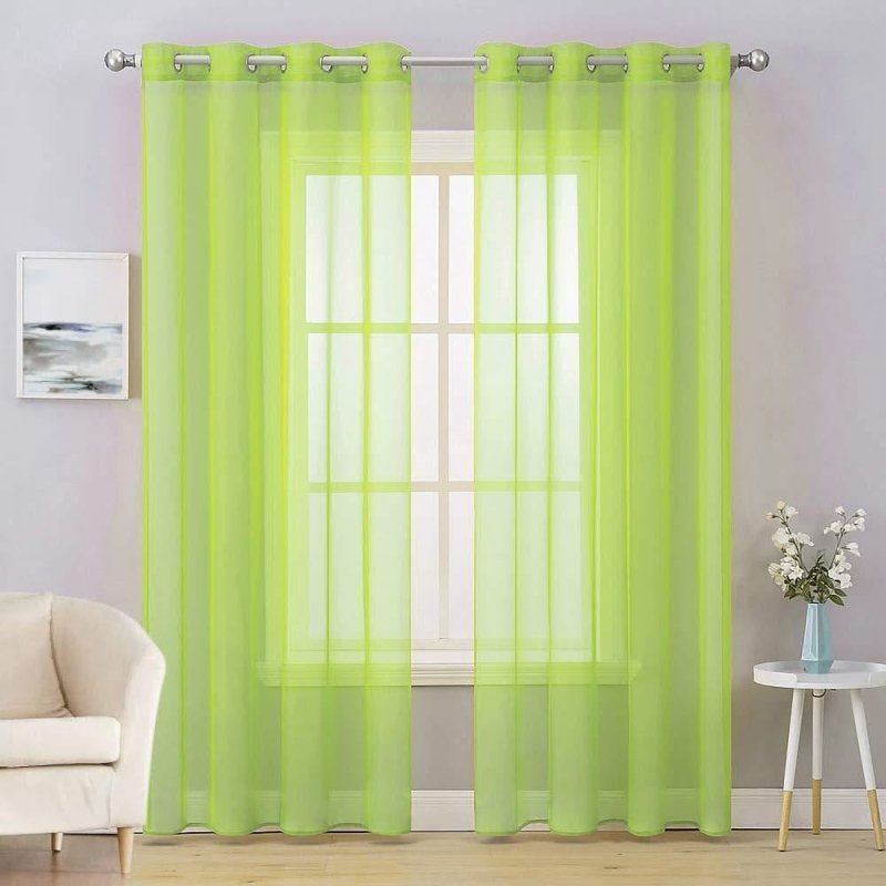 MIULEE Solid Sheer Curtains Elegant Grommet Window Voile Panels Drapes Treatment 2 Panels - Miulee