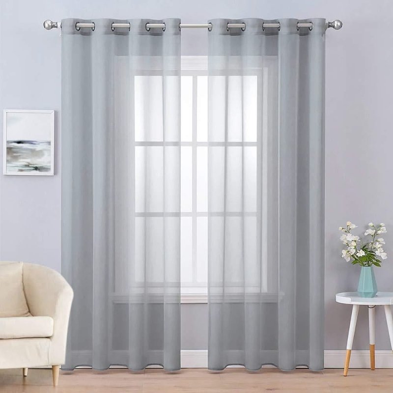 MIULEE Solid Sheer Curtains Elegant Grommet Window Voile Panels Drapes Treatment 2 Panels - Miulee
