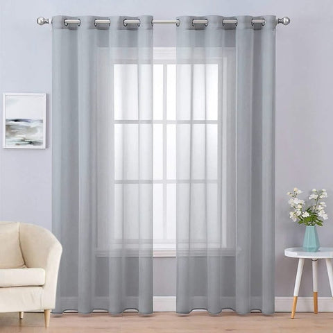 MIULEE Solid Sheer Curtains Elegant Grommet Window Voile Panels Drapes Treatment 2 Panels - Miulee