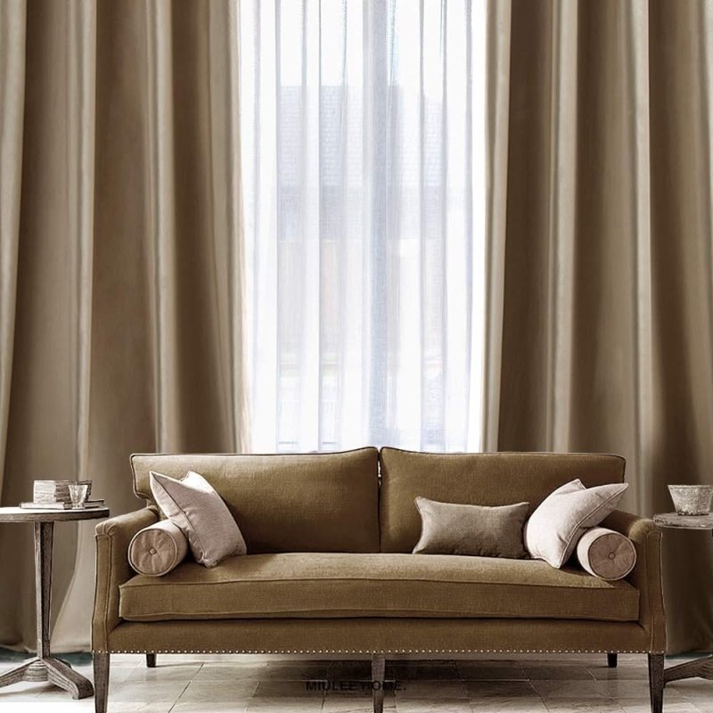 MIULEE Taupe Blackout Velvet Curtains Solid Soft Grommet Thermal Room Darkening Curtains Drapes 2 Panels - Miulee